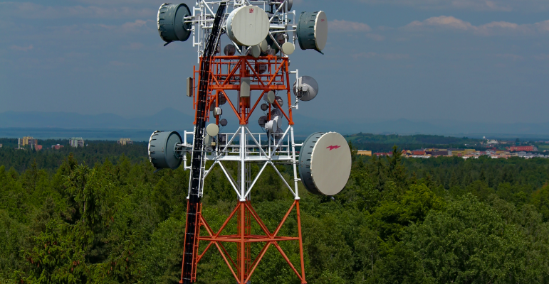 Telecommunication Tower installed, acting as a stand for telecommunication dishes and antennas